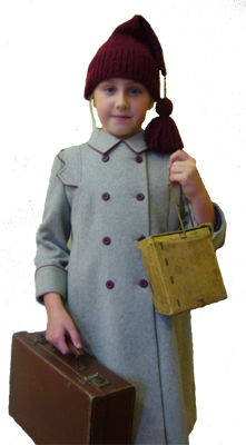 young girl dressed as war evacuee